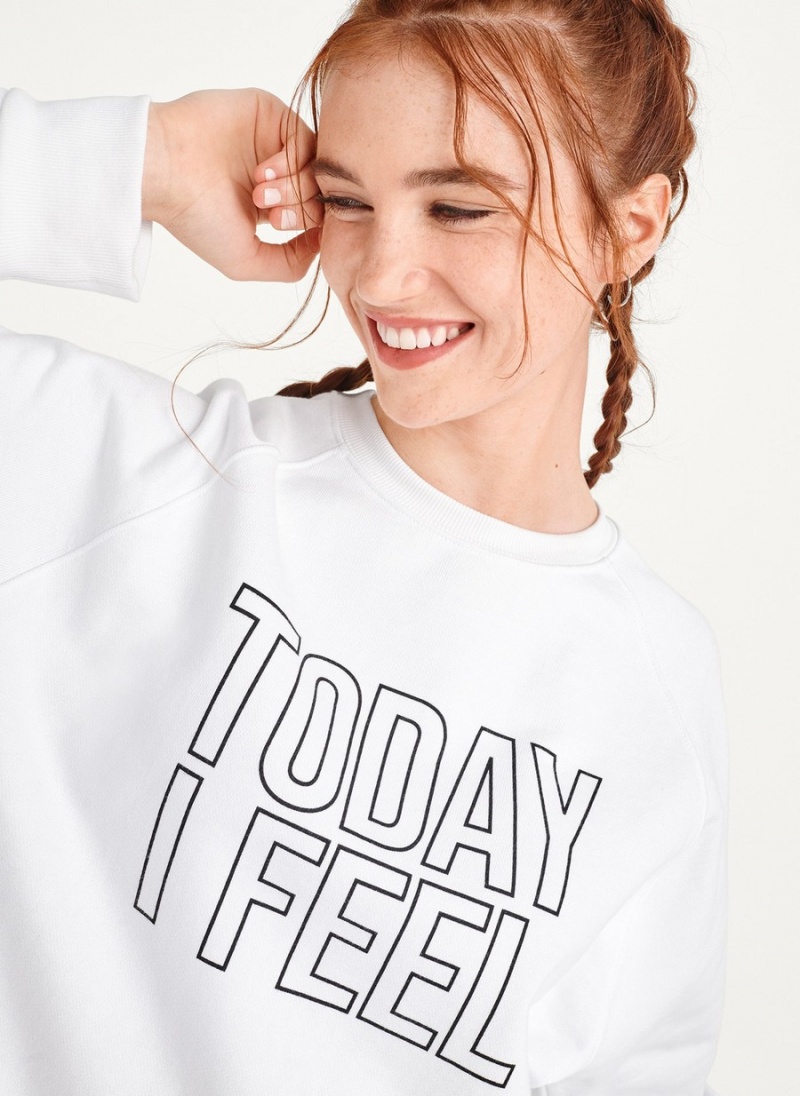 White Dkny Today I Feel Women's Sweatshirts | C9335332