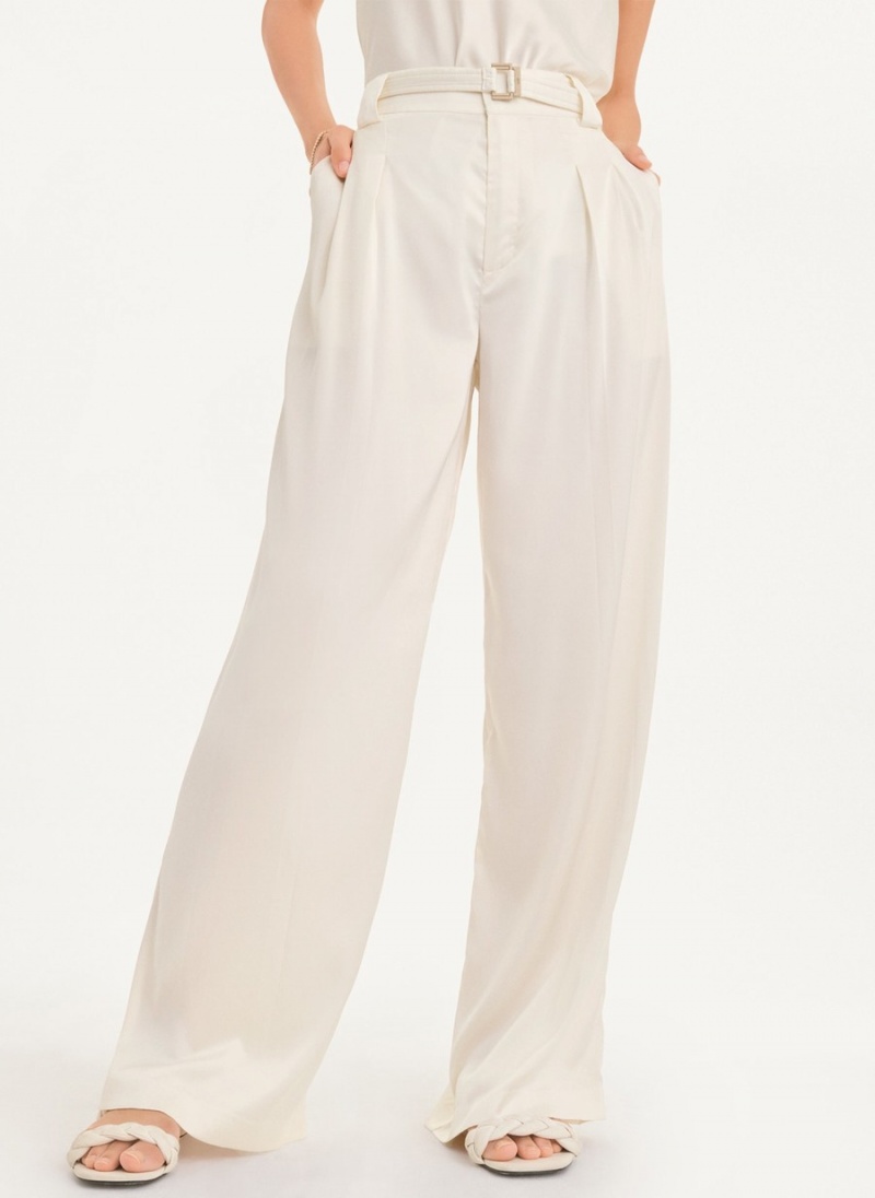 White Dkny Wide Leg Women's Pants | K8219363